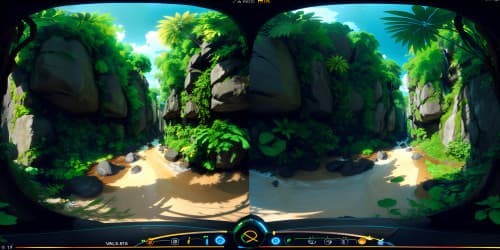 A view in Amazon tropical forest with a river running through. 