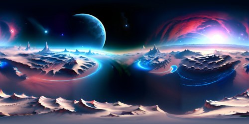 Masterpiece moon surface, ultra high-res textures, craters, moon dust. VR360 view of Earth, radiant, suspended in the cosmic void. Evoking digital painting style, detailed light shading, vibrant color contrasts for VR360 immersion.