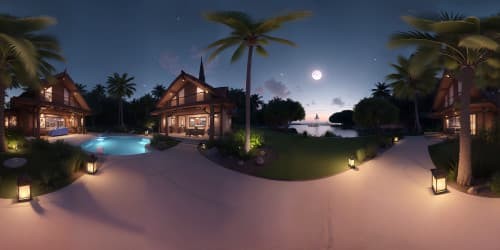 skyview island paradise blue water sandy beach lagoon night full moon lantern lights