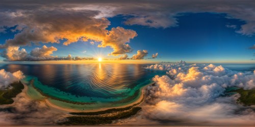 A pristine, flawless seascape under a radiant sunset, crystal clear waters mirroring the blazing sky, gentle waves kissing the golden shore, every minute detail captured in ultra high resolution, a breathtaking masterpiece of the majestic ocean.