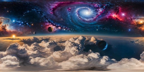 A breathtaking cosmic tapestry unfolds, showcasing a flawless display of swirling nebulae, intricate planets, sleek starships, and ethereal spheres in an awe-inspiring celestial symphony, all rendered in unparalleled ultra-high resolution brilliance.