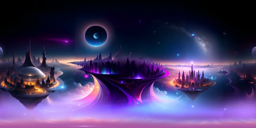 Ultra-high resolution VR360 masterpiece, New York skyline, towering buildings silhouetted against night sky. Countless stars twinkling, ethereal constellations, VR360 enveloping starry panorama. Surreal art infused, interplay of light, shadow, reflections on glass buildings.