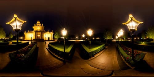 thick fog city night lanterns shadows