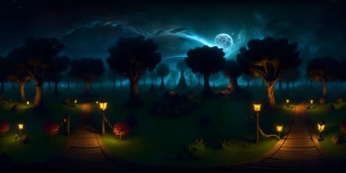 a witches forest on a dark moonlit night