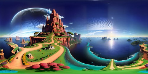 Sky mirroring an artist's masterpiece, VR360 view, palette of dawn hues, intricate cloud patterns, ultra-high-resolution texture. Style: hyperrealism, immersive VR360, details commanding viewer's gaze.