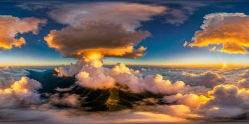 A breathtaking sunrise over an endless expanse of golden-hued clouds, with radiant beams of light piercing through the atmosphere, perfectly detailed to showcase the myriad of colors in a flawless ultra-high resolution sky.