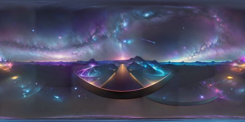 Masterpiece sky, gradient sunset, ombre hues, cosmic starfield backdrop. Ultra high-res VR360, wispy nebula, radiant constellations. Pixar-style, detailed, vivid, breathtaking. VR360