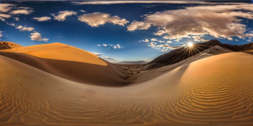 An exquisite, high-definition portrayal of a vast, flawless desert expanse, where the sun casts a searing glow, crafting intricate dunes shaped by the wind, with shimmering heat waves dancing across the horizon, all under a seamless cobalt sky, a true digital marvel capturing the essence of a scorching wilderness.