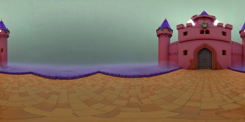 Exploring a hauntingly atmospheric ultra-high-res rendition of the iconic, dilapidated Peach's Castle courtyard from Mario 64, crumbling bricks, eerie purple mist, twisted thorned vines, ghostly apparitions, moonlit night, a truly pixel-perfect masterpiece.