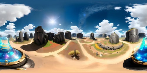 Ultra-realistic, 8K VR360 panorama, Perfume Planet in epic detail. Prismatic, multifaceted crystals, monolithic perfume bottles, ethereal liquid landscapes. VR360 view, sweeping glassy terrain, radiant light reflections in Pixar-realism style. Masterpiece-scaled, high-resolution skybox.