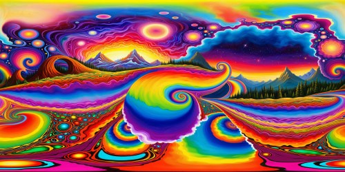 An awe-inspiring, ultra high-resolution depiction of a 4th-dimensional alien world; swirling multidimensional colors, shifting landscapes, crystalline structures, and iridescent skies, a masterpiece of cosmic artistry.