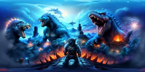 Godzilla and Kong seperately standing