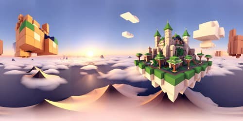 A mighty Castle floating above the clouds as the warm orange glow of the sunrise reaches over