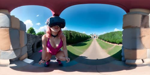 five disney in a circle,wearing pink leotards,blonde,squatting,pink eyes,armpit closeup,arms behind head,eye contact,blue eyes,pink lipstick,high heels