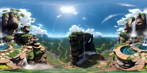 waterfall, pine forest