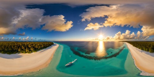 Navigating a flawlessly detailed lifeboat through the crystal-clear turquoise waters of the Caribbean islands, swaying palm trees lining pristine white sands, the golden sun casting a warm glow over the exquisite tropical scenery in ultra-high resolution.