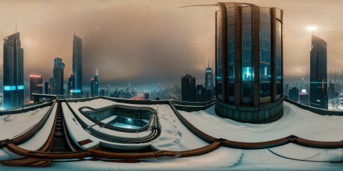 An awe-inspiring, flawlessly designed futuristic cityscape in winter, featuring sleek skyscrapers coated in glistening frost, neon lights reflecting off pristine snow-covered streets, and a stunning aurora dancing above the crystalline skyline, all meticulously rendered in ultra high resolution.