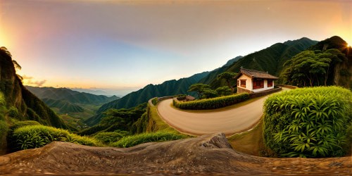 view from a lush, steep, mountainous village in Taiwan