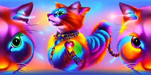 Cat with necklace (colorful stobes in the necklace)