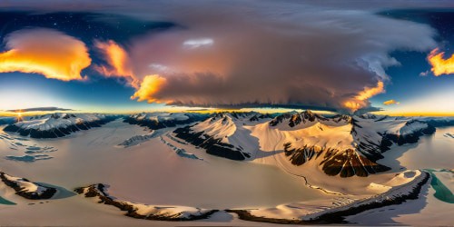 A pristine, flawless snowy landscape in the heart of Alaska, featuring majestic snow-capped mountains, vast glacier fields, crystal-clear ice caves, and the ethereal glow of the Northern Lights dancing in the starlit sky, an ultra-high-resolution capture of nature's grandeur.