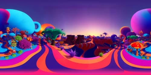 VR360 masterpiece, ultra high res art, supreme texture, saturated colors. Optimal lighting conditions, fantasy-style artwork. Vivid sky palette, grandeur. Detailed, expansive vistas. No foreground obstruction, maximized VR360 view.