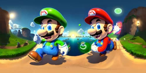 Luigi ( Supermario BRO characters) in green suspender pants 