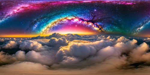 A majestic cosmic vista of swirling galaxies in ultra high resolution, ethereal nebulae and sparkling stars interwoven in a mesmerizing dance of light and color, a breathtaking masterpiece of the universe.