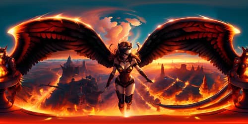 Black wing angel with only one-sided wing