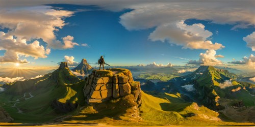 Majestic Hyrule landscape from "Breath of the Wild" optimized in ultra high resolution, sprawling rolling hills, vibrant landscapes, cascading waterfalls, ancient ruins, lush forests, cinematic lighting, atmospheric grandeur.