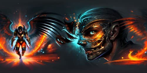 a MAN with black feather wing