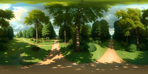 Masterpiece quality VR360, ultra high-res. Tree canopy panorama under stormy, dark clouded sky. Rain-swept forest hillside, creating immersive VR360 forest view.