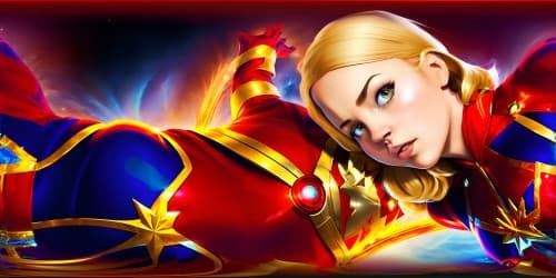 character Captain Marvel in a whole body view. facing me straightly