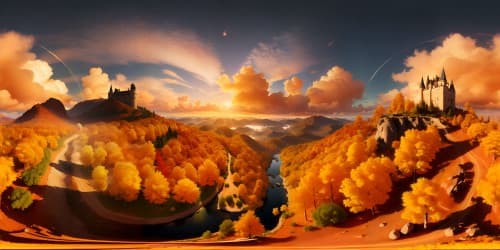 A mighty Castle floating above the clouds as the warm orange glow of the sunrise reaches over