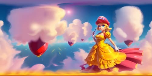 Princess Peach (supermario bro character) blonde hair and wearing pink dress