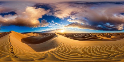 ideal prompt: A pristine, flawless desert panorama captured in ultra-high resolution, where the relentless sun sculpts intricate wind-shaped dunes, with heat waves shimmering on the horizon under a seamless cobalt sky, a digital masterpiece epitomizing the essence of a scorching wilderness.