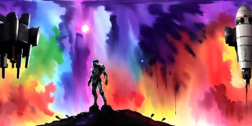 three african american women wearing space age armor with rocket booster feet.