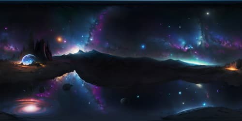 Masterpiece VR360, ultra-high-res cosmic panorama, constellation tapestry, star-blanketed sky. Pixellated art style, intense color saturation, meticulous detailing. Abstract celestial bodies, deep-space VR360 exploration.