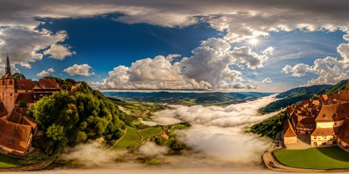 Aphotorealistic medieval wine village in Alsace 