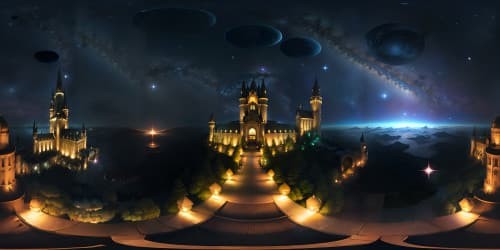 hogwarts castle grounds realistic with a starry sky
