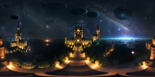 hogwarts castle grounds realistic with a starry sky
