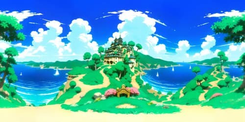 VR360, ultra-high res, prominent treasure chest, ornate decorations, gold, jewels, glinting under soft lighting, masterpiece of detail, richness of textures, Pixar-style rendering.