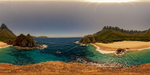 Prehistoricdinosas roaming the coastline