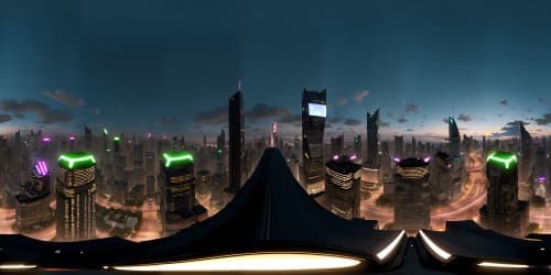 high quality realistic futuistic night city skyline view, modern futuristic sky scrapers