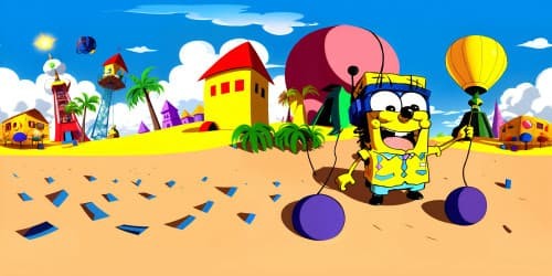 cartooon spongebob wearing vr