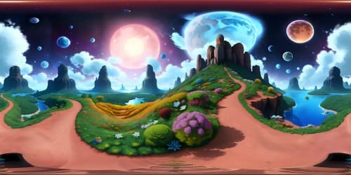Masterpiece quality, ultra-high-resolution sky, stunning clouds, gradient hues, serene VR360 panorama. Awe-inducing celestial bodies, mesmerizing VR360 stargaze. Luxurious digital painting style.