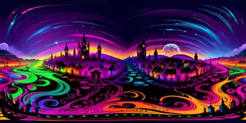 VR360 horror masterpiece, Michael Myers theme, ultra-high resolution, dominating, impending menace, ominous dusk skyline, gothic city silhouettes in foreground, high-contrast chiaroscuro, gelid moonlight, streaks of crimson twilight.