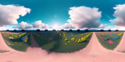 cyan sky with warm pink clouds