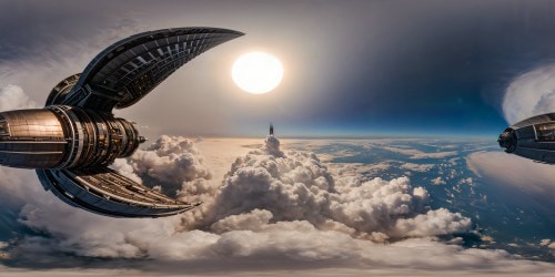 An ultra high-res interstellar vista showcasing a majestic spaceship sailing amid the glittering expanse of a spiral galaxy, spiraling arms adorned with vibrant nebulae in flawless detail, evoking a perfect cosmic masterpiece.