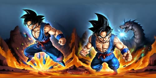 DRAGON BALL Goku black hair. in a whole body view 