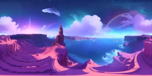 rainbow sky over ocean